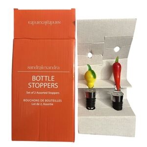 Art Glads Sandralexandra Bottle Stoppers Chili Pepper Lemon Set of 2 New in Box